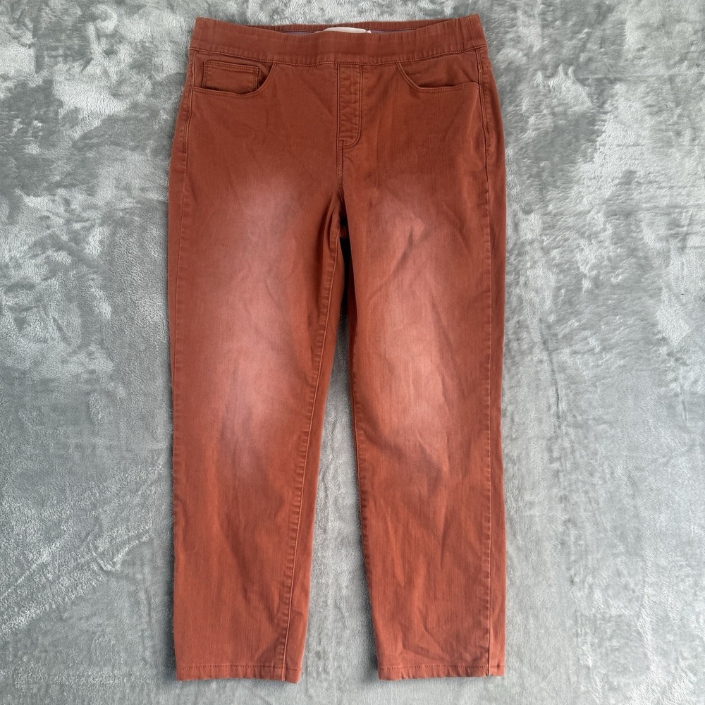 Soft Surroundings Jeans Women's M Short Ultimate Denim Pull On Relaxed Salmon‎